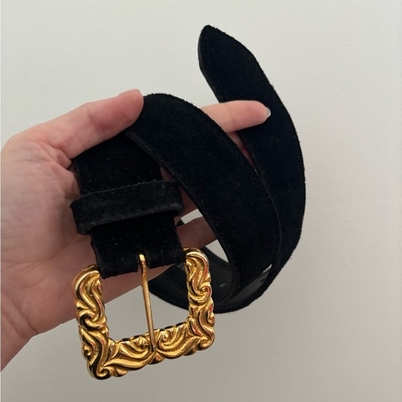 Charles Garre Suede Belt with Gold Buckle - Picture 1 of 8